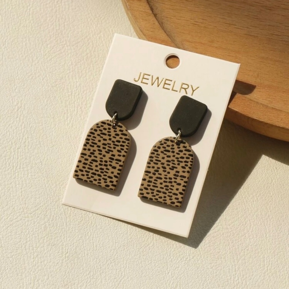Leopard Print Geometric Earrings